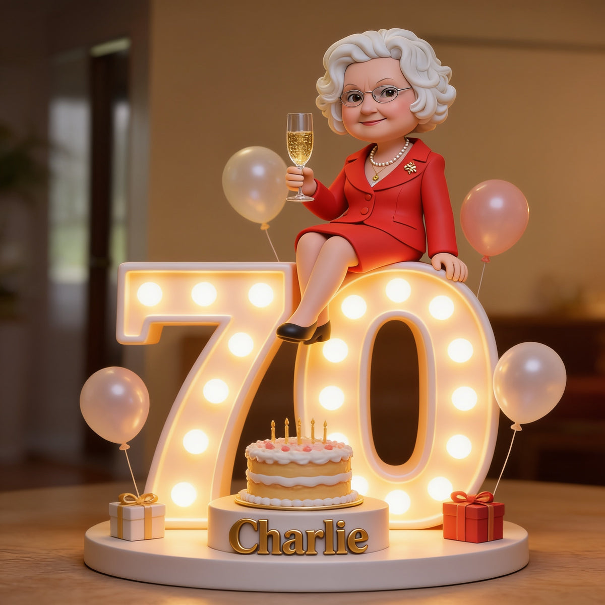 Personalized 70th Birthday Older Woman Custom Shaped Acrylic Plaque, Gift for Grandma Mom Wife