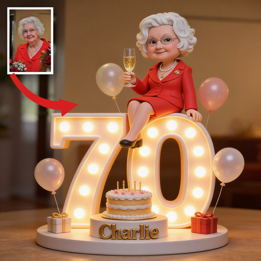 Personalized 70th Birthday Older Woman Custom Shaped Acrylic Plaque, Gift for Grandma Mom Wife
