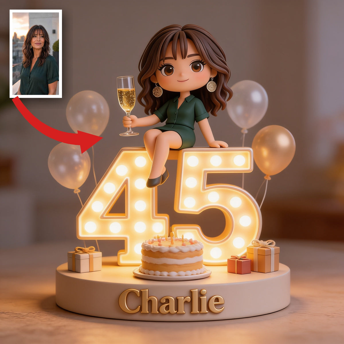 Personalized 45th Birthday Middle-Aged Latina Woman Custom Shaped Acrylic Plaque Gift
