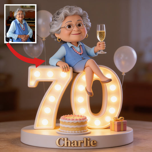 Personalized 70th Birthday Older Latina Woman Custom Shaped Acrylic Plaque Gift
