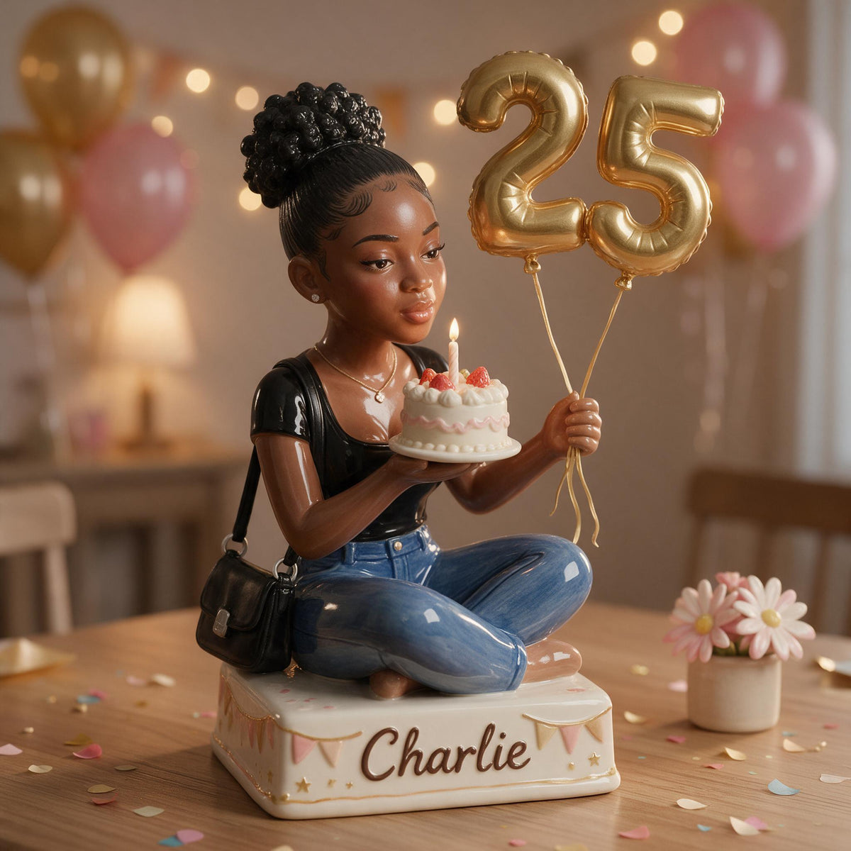 Personalized 25th Birthday Black Woman 3D Plaque Keepsake Gift