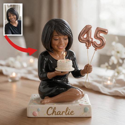 Personalized 45th Birthday Middle-Aged Black Woman 3D Plaque Keepsake Gift