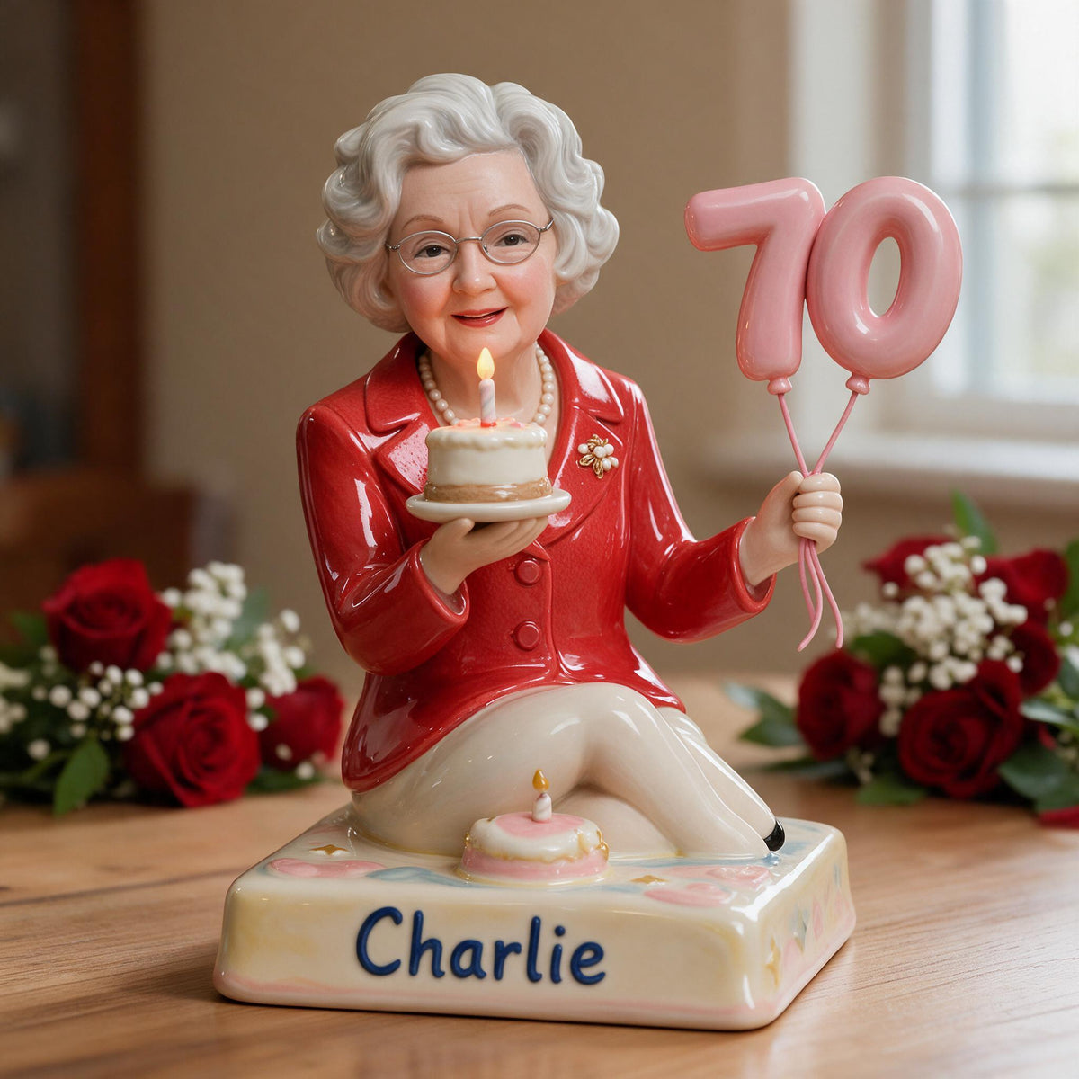 Personalized 70th Birthday Older Woman 3D Plaque Keepsake Gift