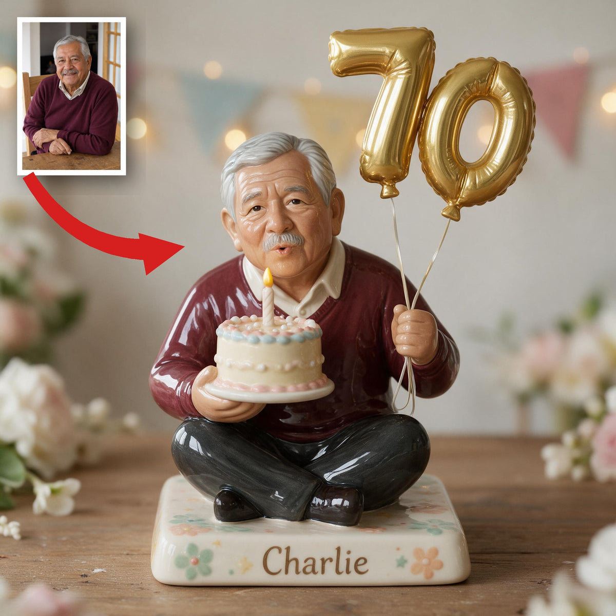 Personalized 70th Birthday Older Latino Man 3D Plaque Gift for Dad Grandpa