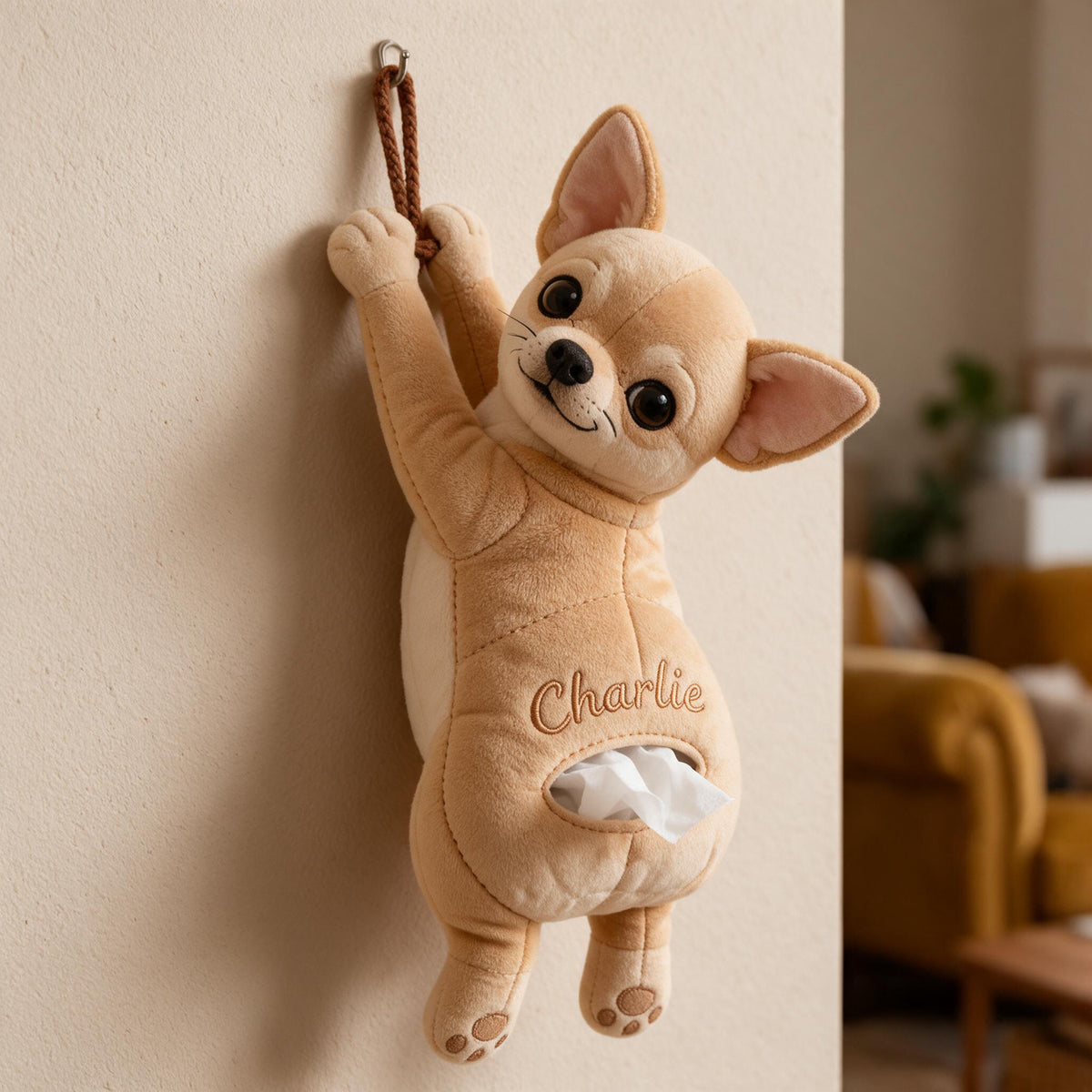Personalized Fawn and White Chihuahua Puppy Pull-Out Organizer