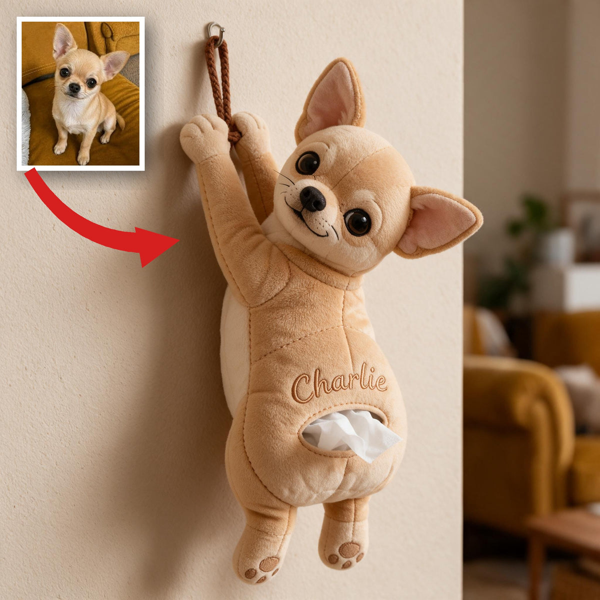 Personalized Fawn and White Chihuahua Puppy Pull-Out Organizer