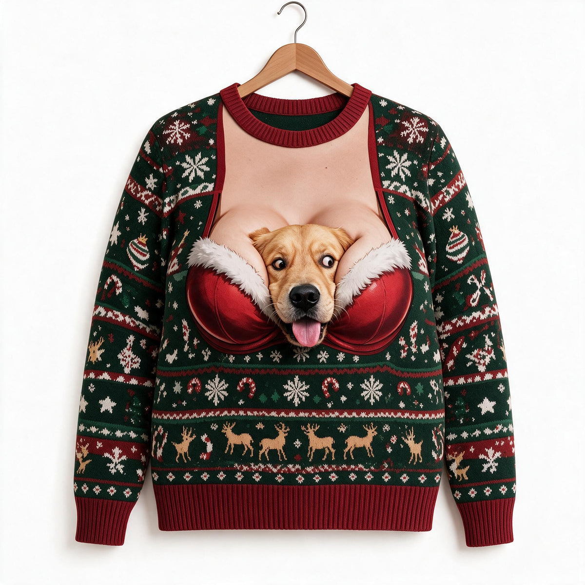 Custom Photo Christmas Adult Golden Retriever Funny Ugly Sweater