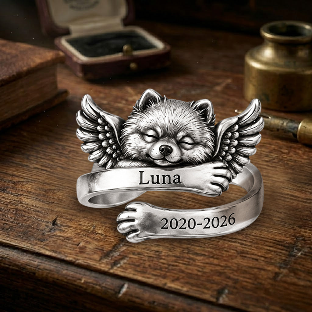 Personalized Poodle Memorial Adjustable Ring Pet Loss Keepsake
