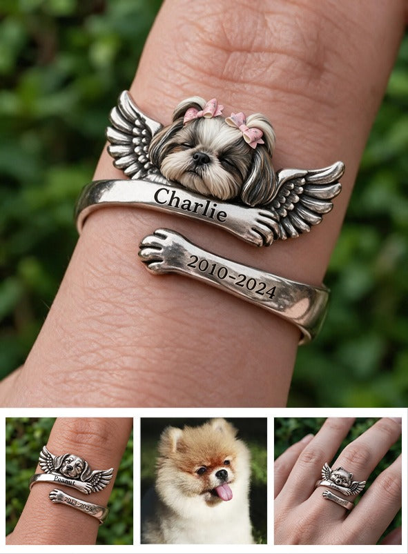 Personalized Shih Tzu Pet Memorial Adjustable Ring Remembrance Keepsake