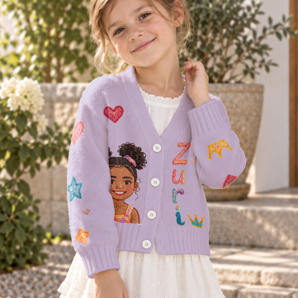 Personalized Latina Little Girl Kid Cardigan Sweater, Gift for Daughter Granddaughter Niece
