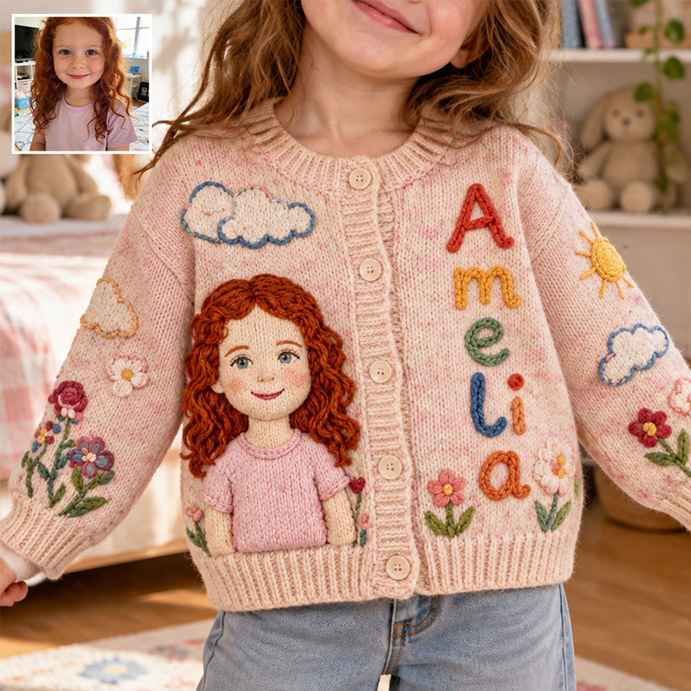 Personalized Black Little Girl Kid Cardigan Sweater Gift for Daughter Granddaughter Niece