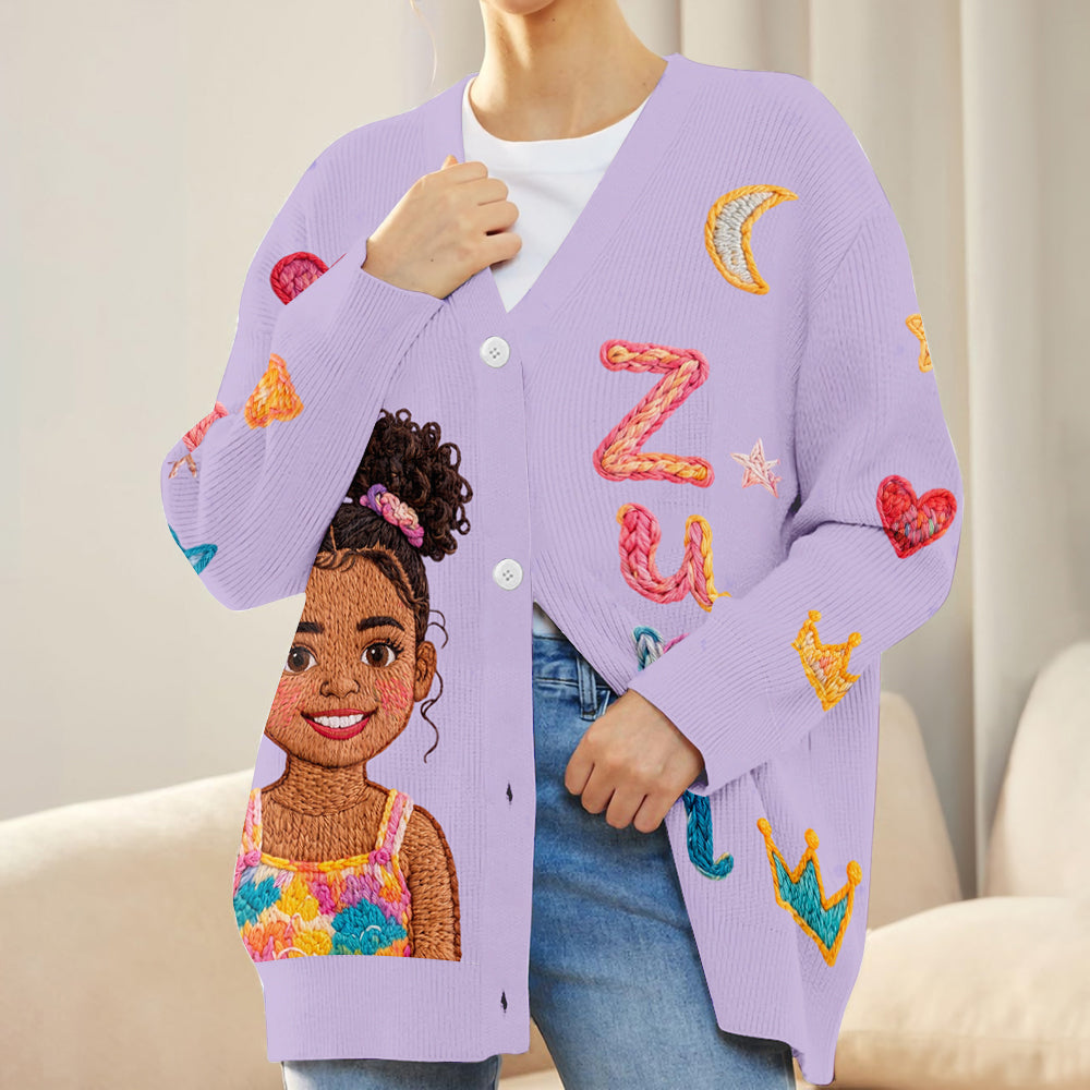 Personalized Latina Little Girl Kid Cardigan Sweater, Gift for Daughter Granddaughter Niece