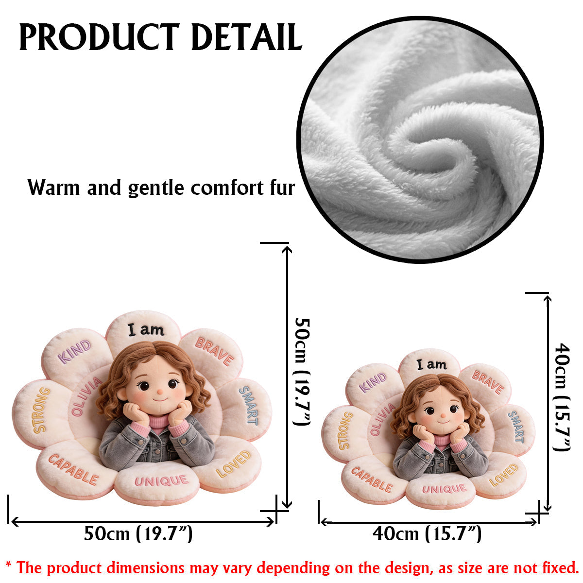 Personalized Latina Little Girl Affirmations Faux Fur Pillow Kid Gift