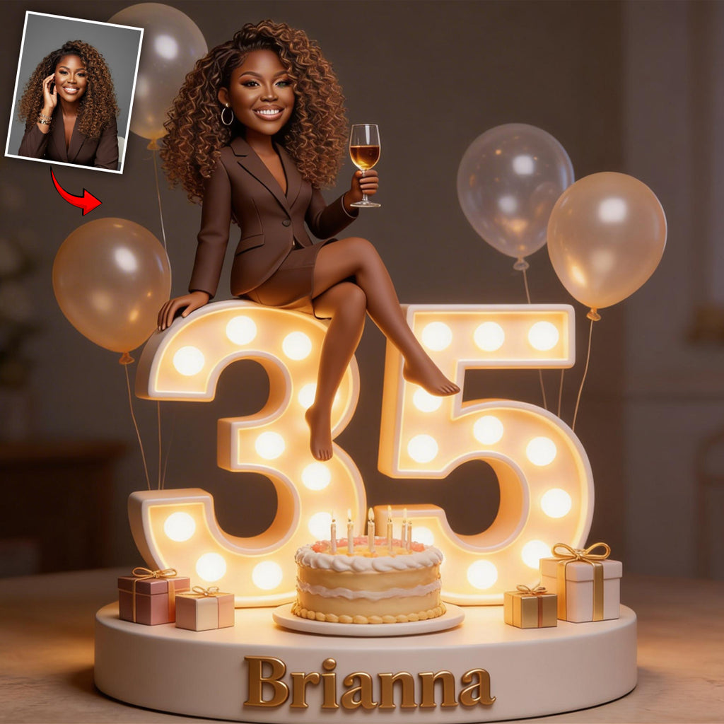 Personalized 8th Birthday Black Little Girl Custom Shaped Acrylic Plaque Gift