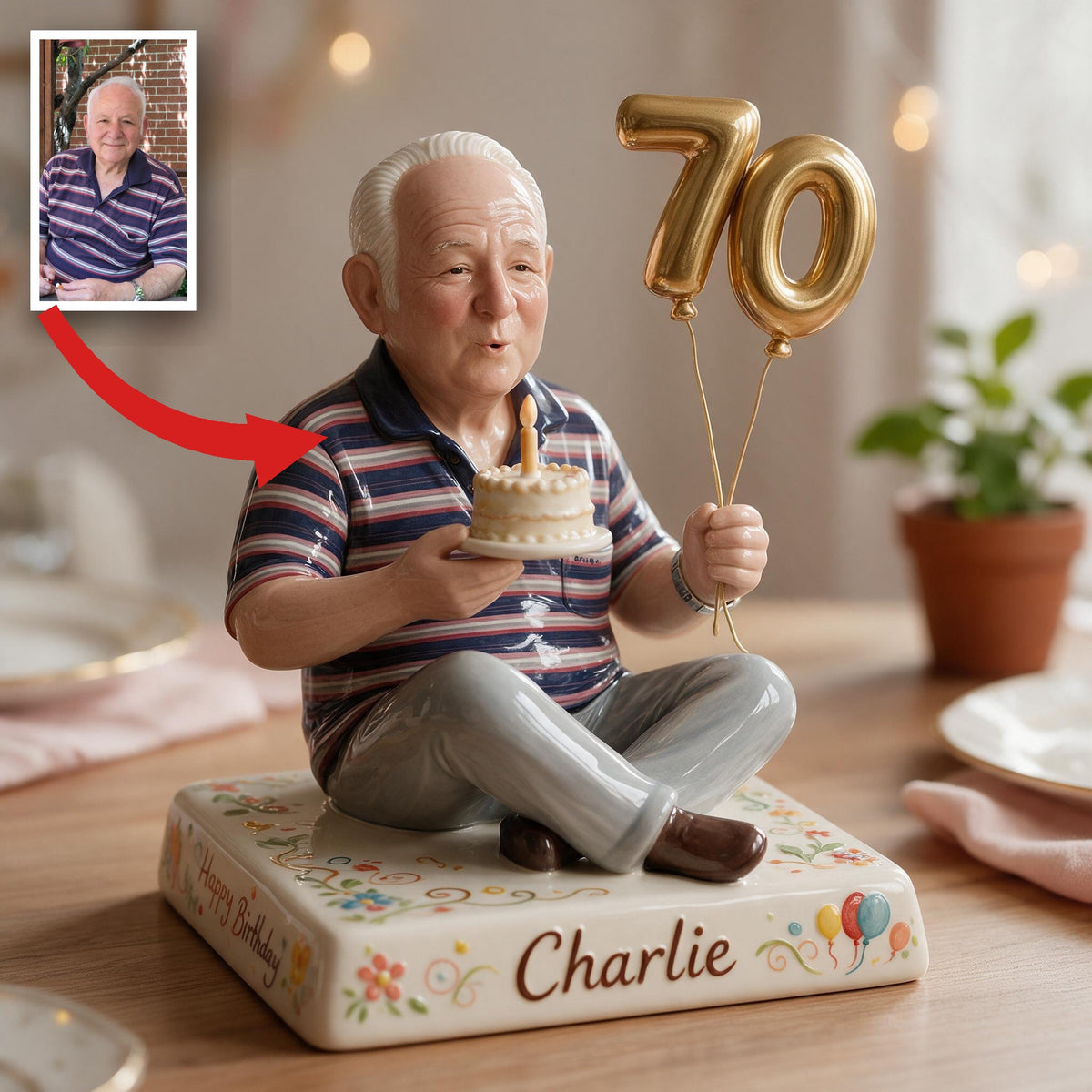 Personalized 70th Birthday Older Man 3D Plaque Gift for Grandpa Dad Husband