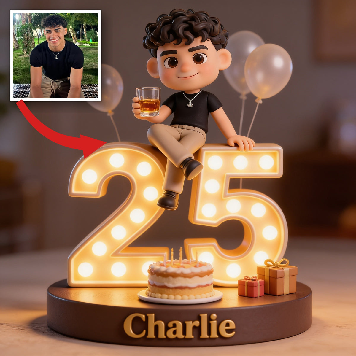 Personalized 25th Birthday Latino Man Custom Shaped Acrylic Plaque Gift for Him