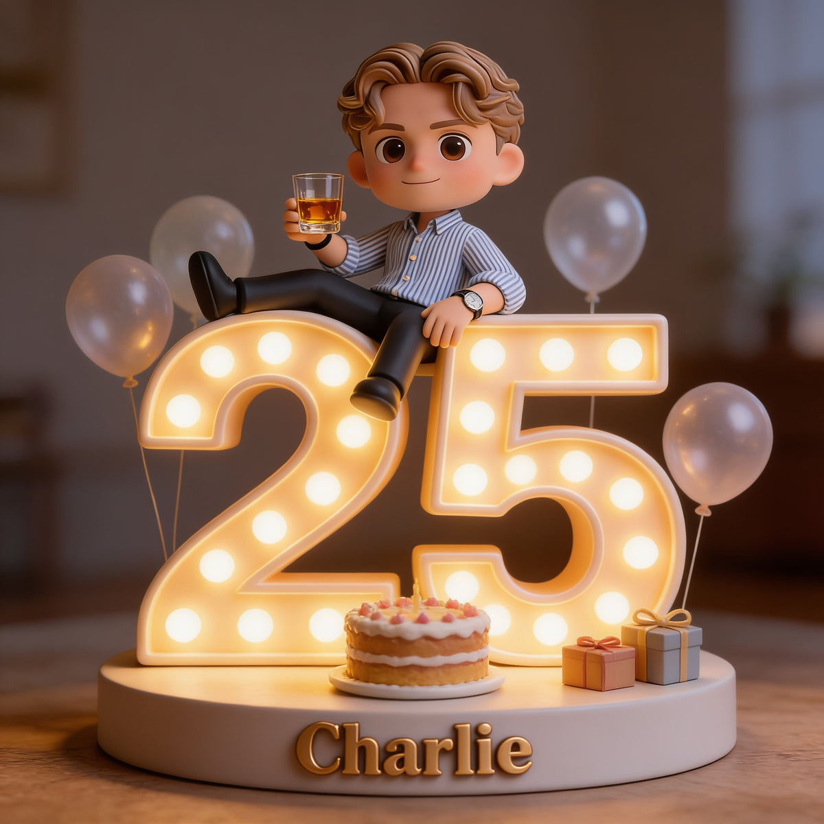 Personalized 25th Birthday Man Custom Shaped Acrylic Plaque Gift for Him
