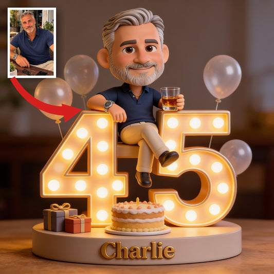 Personalized 45th Birthday Middle-Aged Man Custom Shaped Acrylic Plaque Gift