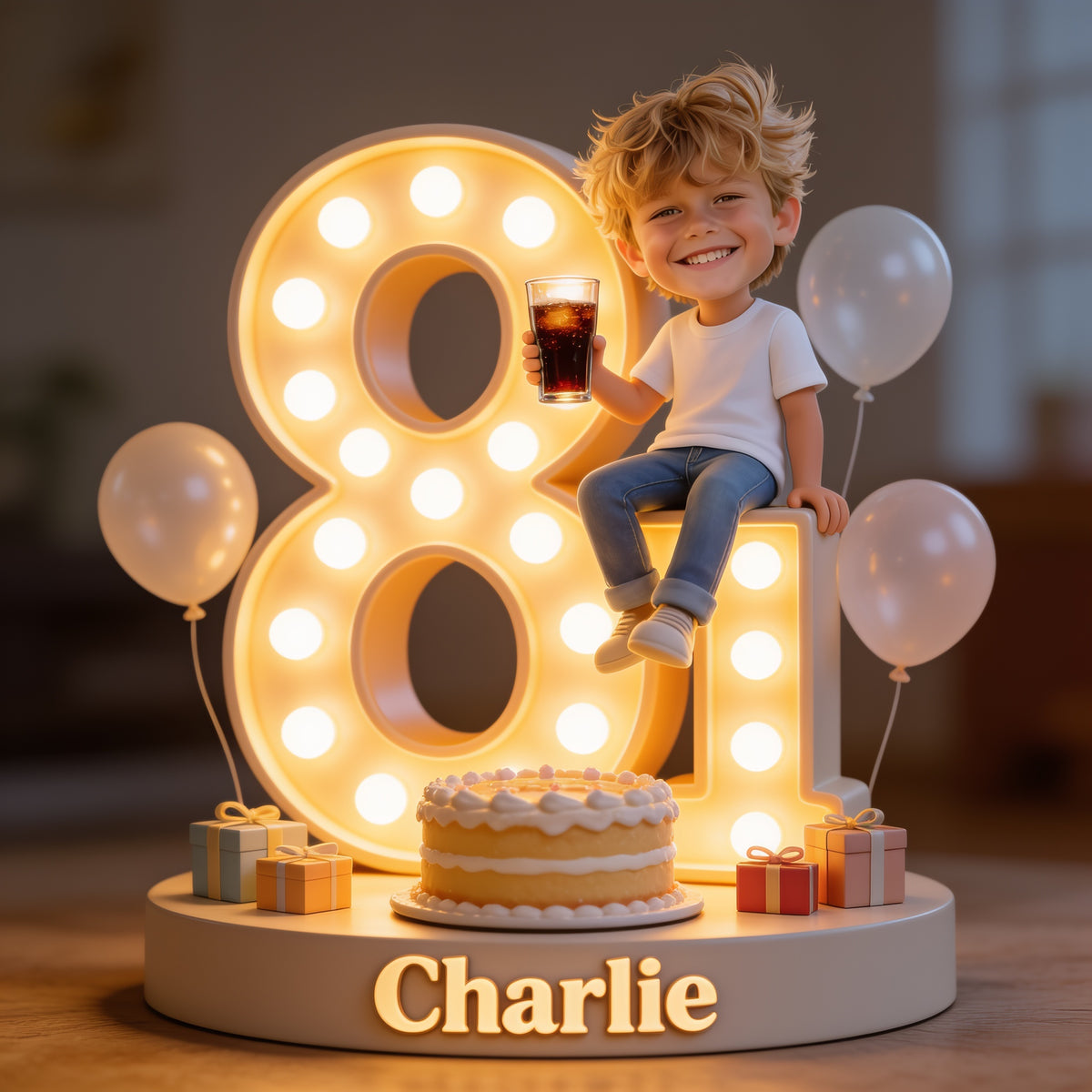 Personalized 8th Birthday Little Boy Custom Shaped Acrylic Plaque Son Grandson Nephew Gift
