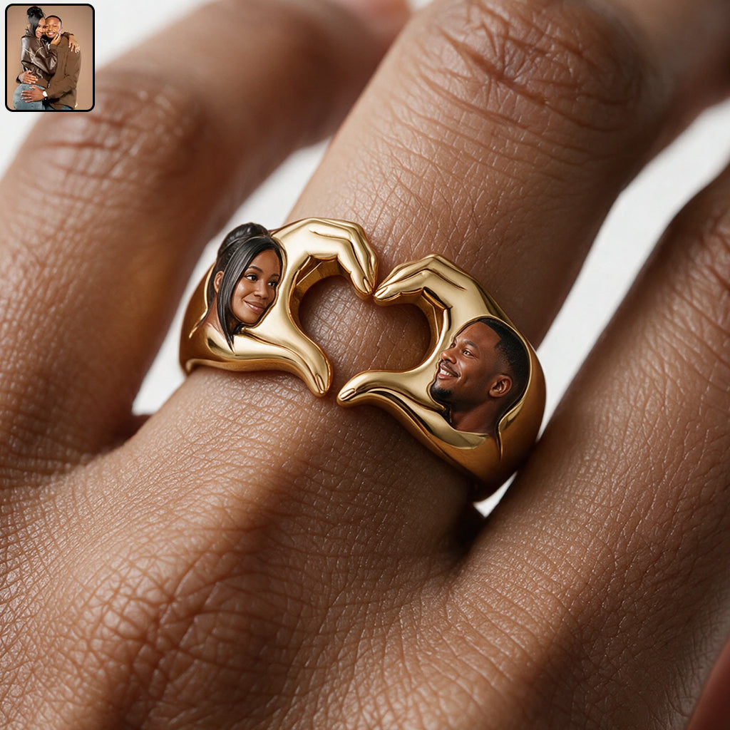 Personalized Wedding Anniversary Latino Couple Hand Heart Ring Husband Wife Gift