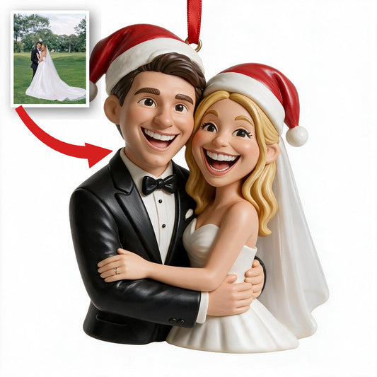 Custom Photo Christmas Wedding Couple Ornament Newlywed Holiday Gift