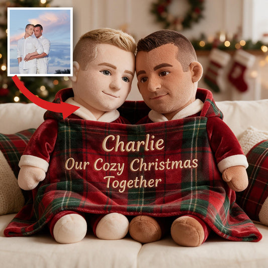 Personalized Christmas Gay Couple Faux Fur Pillow LGBT Holiday Gift