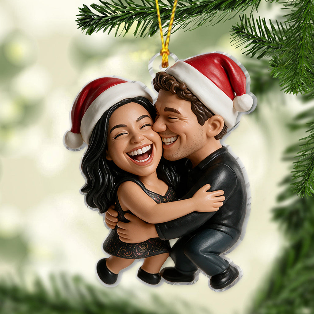 Custom Photo Christmas Black Gay Couple Ornament LGBT Couple Holiday Gift