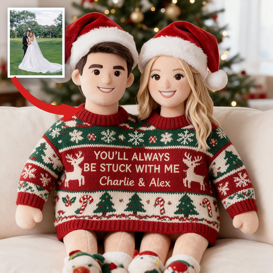 Custom Photo Christmas Wedding Couple Faux Fur Pillow, Unique Couple Holiday Gift