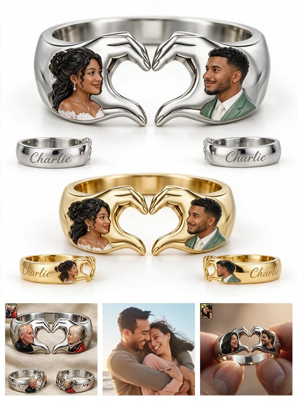 Personalized Wedding Anniversary Latino Couple Hand Heart Ring Husband Wife Gift