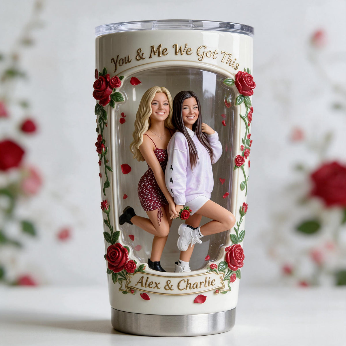 Custom Photo Lesbian Couple Tumbler, LGBT Partner Gift