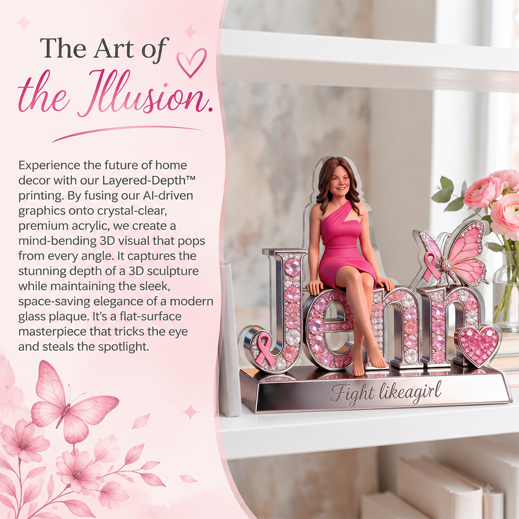 Custom Photo Breast Cancer Awareness Black Breast Cancer Woman Shaped Acrylic Plaque