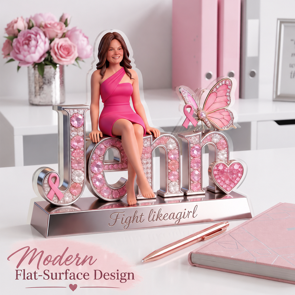 Custom Photo Breast Cancer Awareness Black Breast Cancer Woman Shaped Acrylic Plaque
