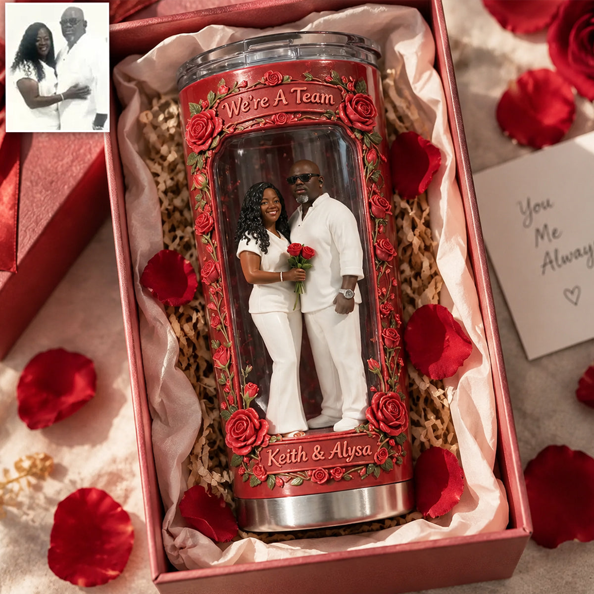 Custom Photo Middle-Aged Latino Couple Tumbler, Husband & Wife Gift