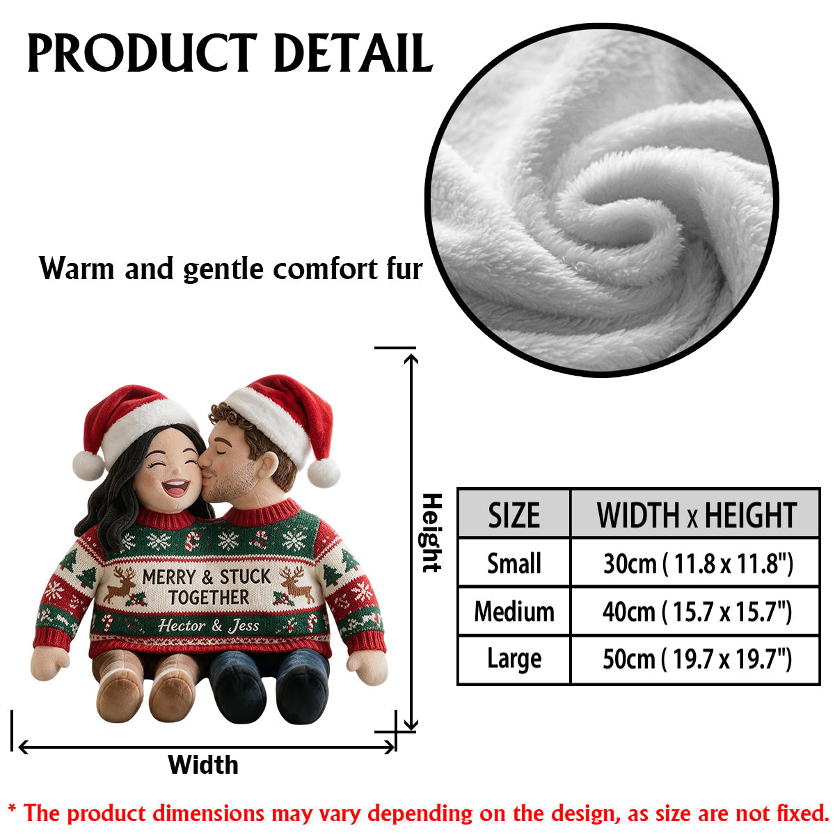 Custom Photo Christmas Older Black Couple Faux Fur Pillow, Couple Gift