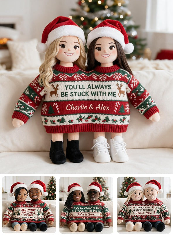 Custom Photo Christmas Lesbian Couple Faux Fur Pillow LGBT Couple Holiday Gift