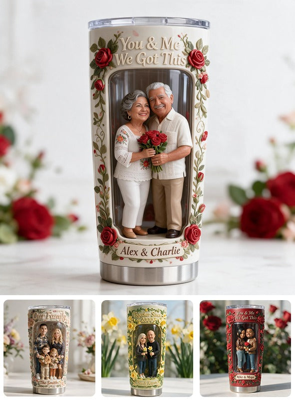 Custom Photo Older Latino Couple Tumbler, Personalized Couple Keepsake Gift