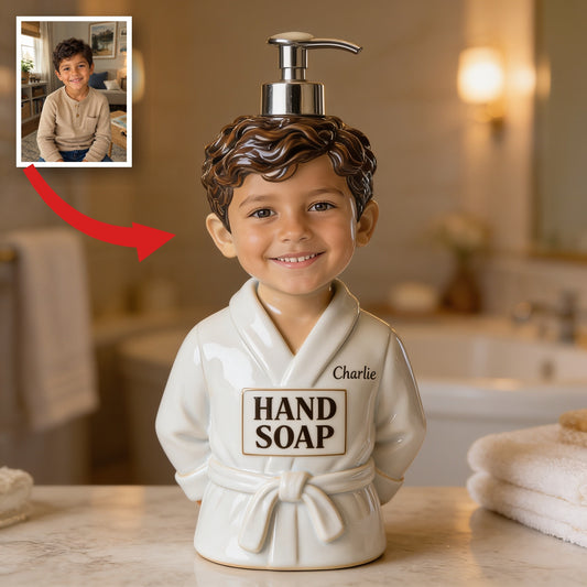 Personalized Latino Little Boy Soap Pump Dispenser Kids Bathroom Decor Gift