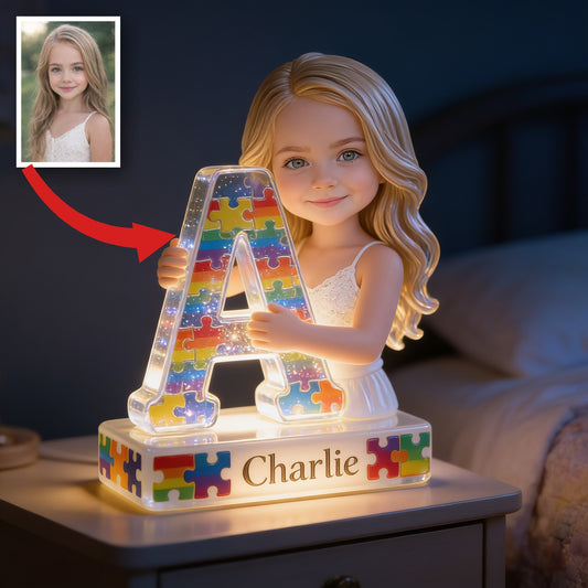Personalized Little Girl Acrylic LED Night Light Kid Bedroom Decor Gift