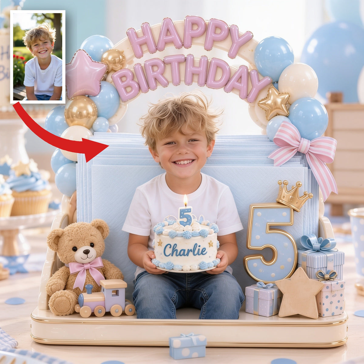 Personalized Birthday Little Boy Napkin Holder for Son Grandson Nephew