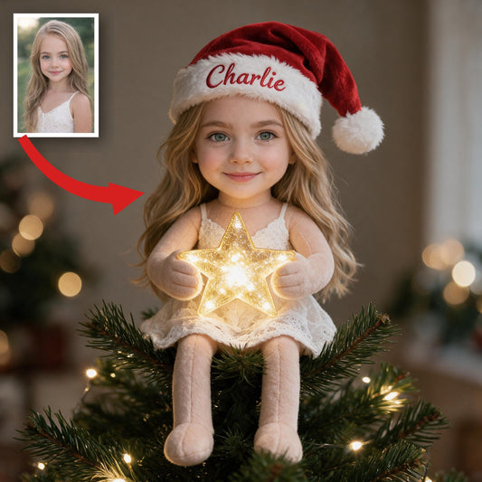 Personalized Christmas Little Girl LED Light Tree Topper Holiday Decor