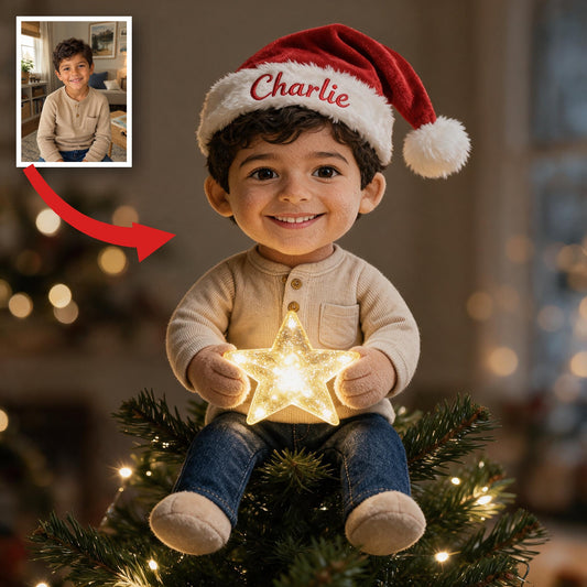 Personalized Christmas Latino Little Boy LED Light Tree Topper Gift for Son Grandson