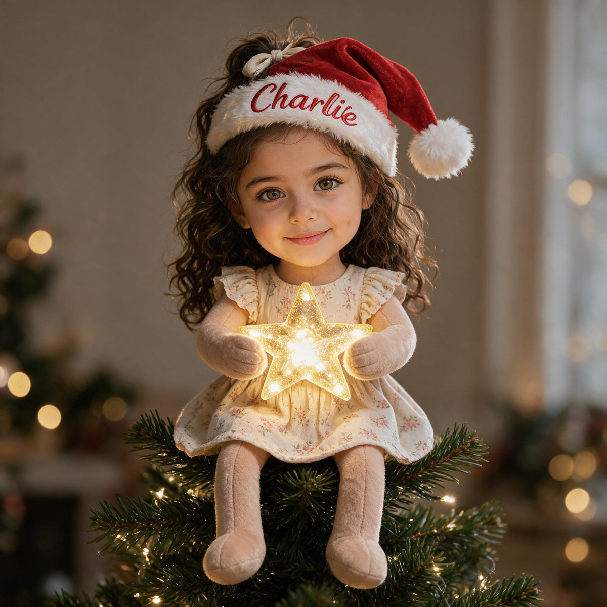 Personalized Christmas Latina Little Girl LED Tree Topper, Gift for Daughter Granddaughter Niece