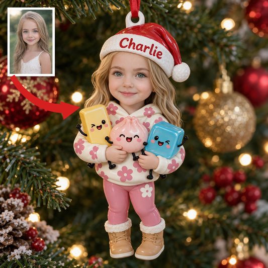Personalized Christmas Little Girl 3D Ornament, Cute Keepsake Gift for Kids