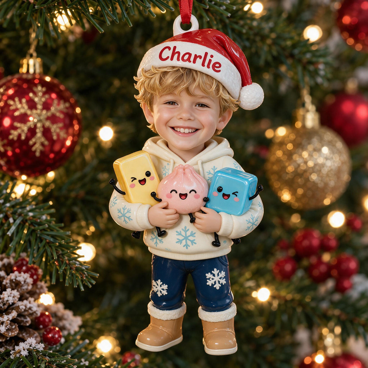 Personalized Christmas Little Boy Premium 3D Ornament Gift for Son Grandson Nephew