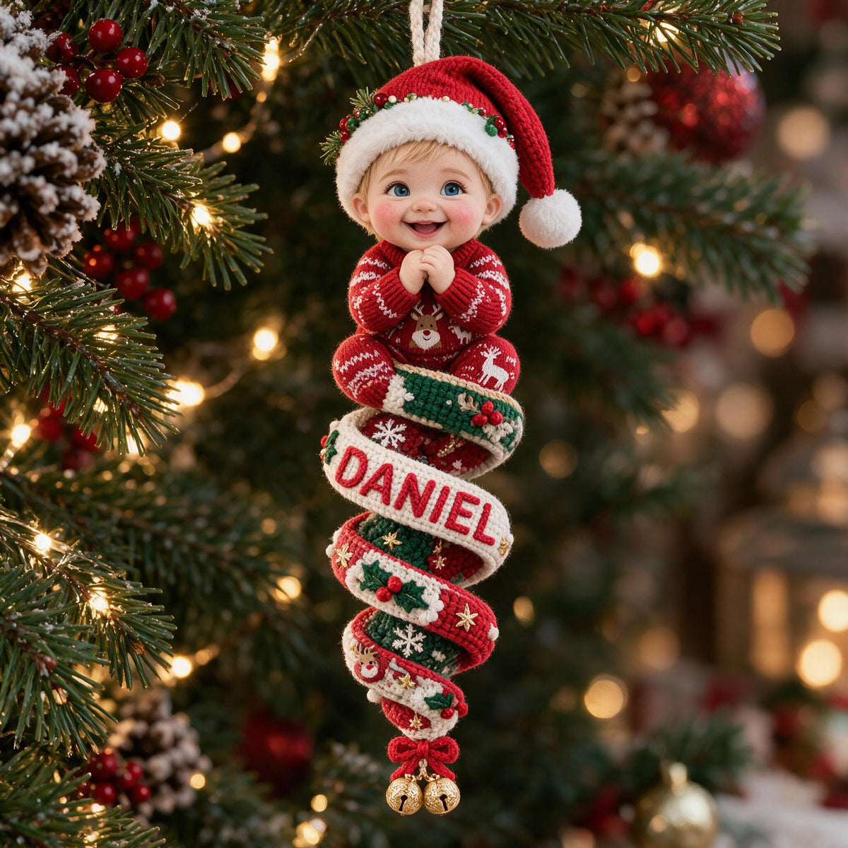 Custom Photo Christmas Baby Boy Plush Ornament Christmas Gift