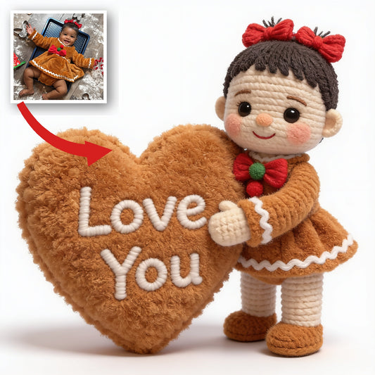 Personalized Christmas Black Christmas Baby Girl Gingerbread Faux Fur Pillow Gift for Kids