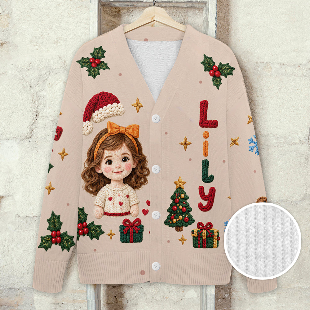 Personalized Christmas Black Little Boy Cardigan Sweater Son Grandson Gift
