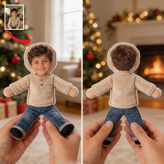 Custom Photo Latino Little Boy Posable Plush Doll Personalized Keepsake Gift