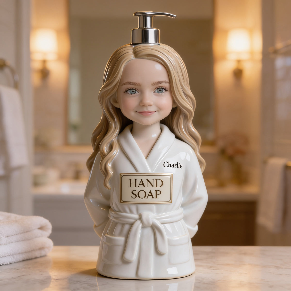 Personalized Little Girl Soap Dispenser Custom Kids Bathroom Pump Gift