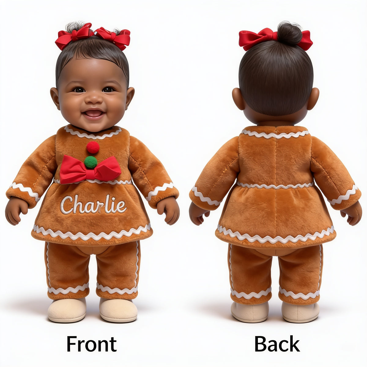 Personalized Christmas Black Christmas Baby Girl Gingerbread Plush Keychain